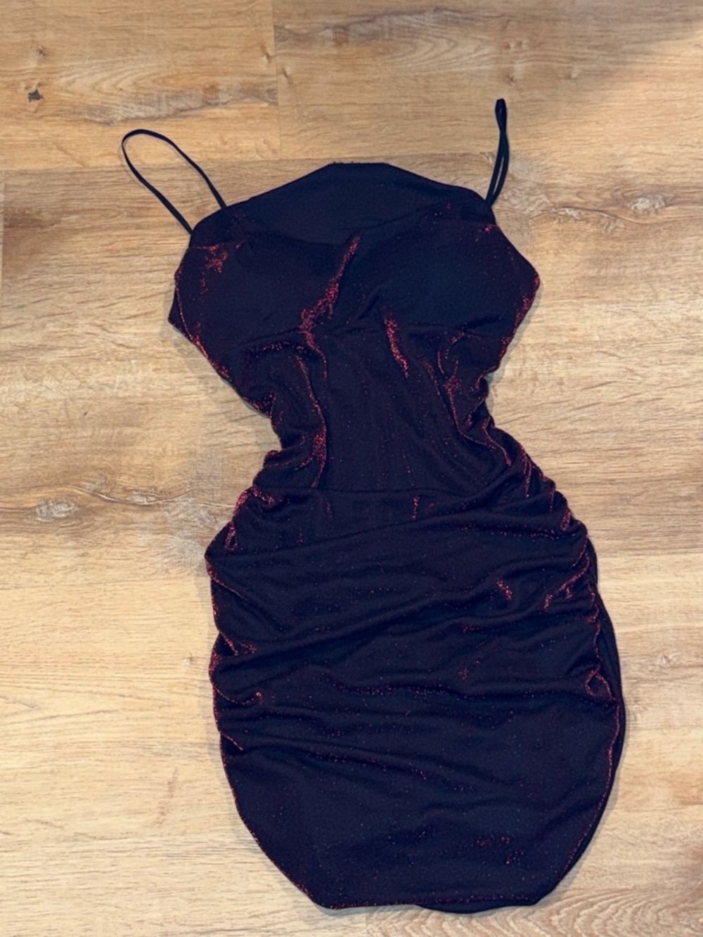 Emerald Sundae Black Mini Dress with Red Shimmer